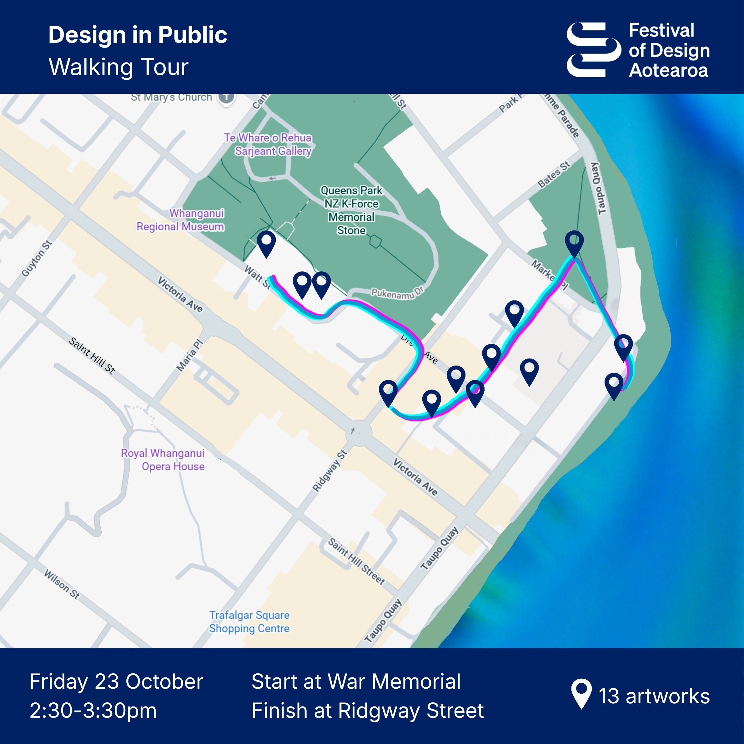 Festival of Design Aotearoa Design in Public Guided Walking Tour Map